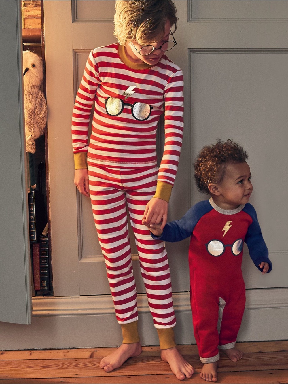 Mini Boden Harry Potter Glasses Red White Stripes Long Sleeve & Pants Pajama Set